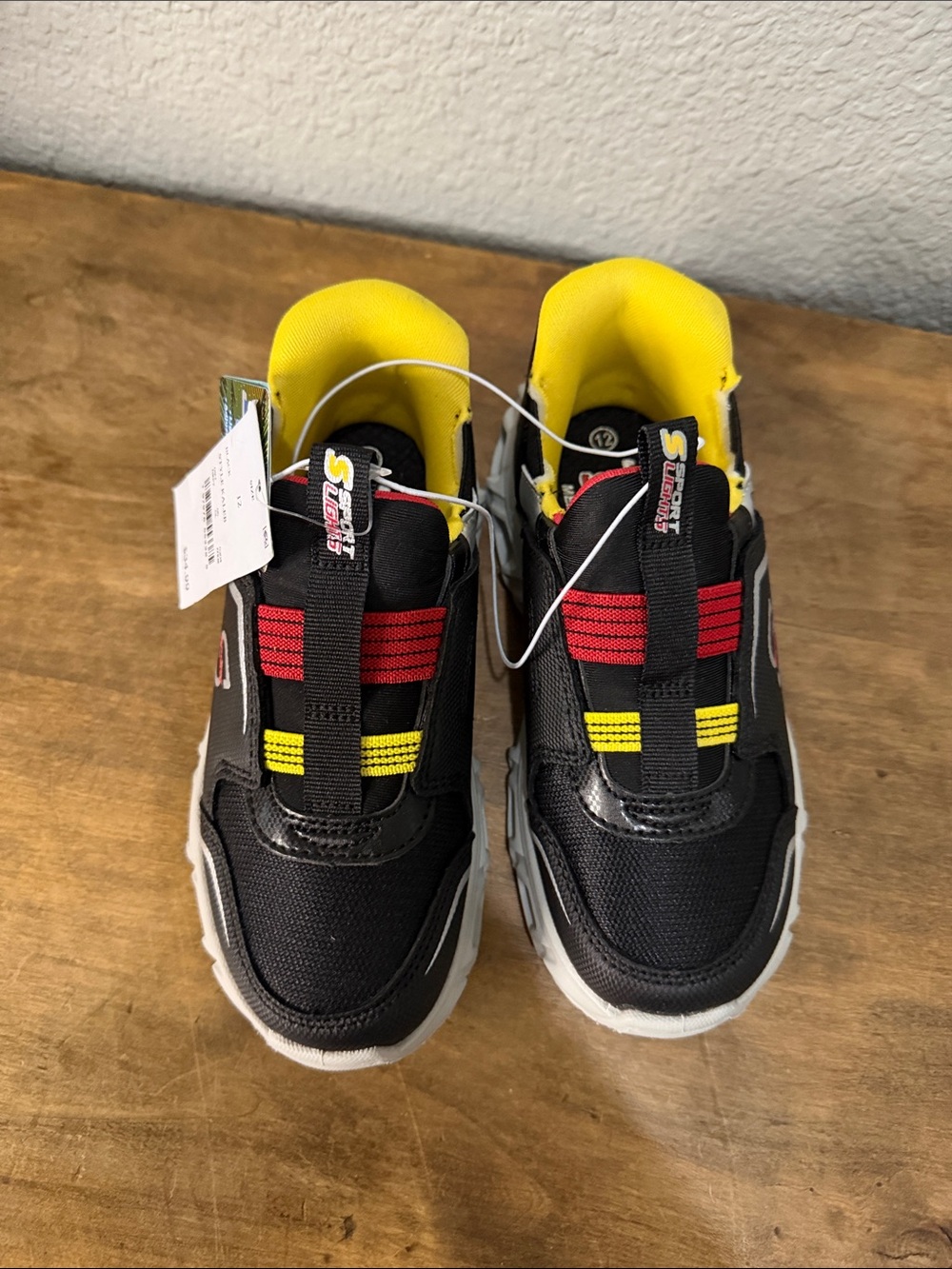 Skechers Kids Black, Yellow & Red Slip-On Athletic Sneakers size 12 - Picture 2 of 6